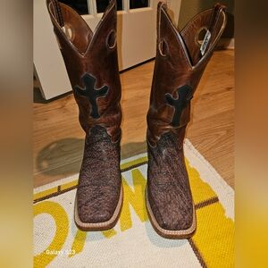 Mens Larry Mahan Cross Square Toe Cowboy Boots Size 9D